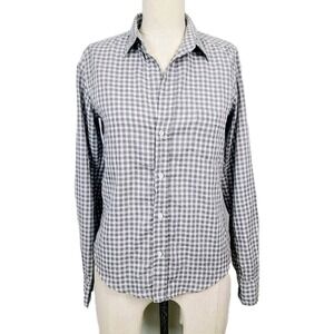 Frank‎ & Eileen Gray Gingham Button Front Cotton Collared Long Sleeve Shirt XS